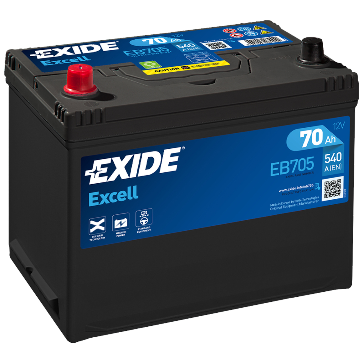 EXIDE EXCELL-EB705 12V-70Ah